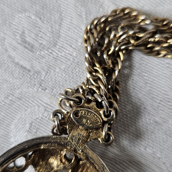Vintage Celebrity N.Y. Moroccan Matrix Gold Tone Double Chain Necklace - Picture 6 of 8